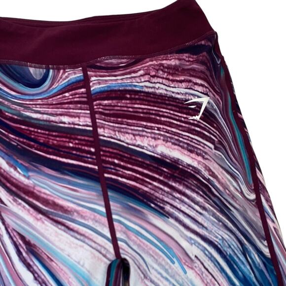 Gymshark Strada Earth full length leggings maroon teal print size Small - Picture 4 of 9